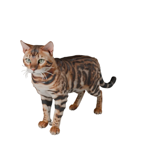 Modelo 3D Realista de Gato Bengala - Ativo PBR Rigged para Jogos