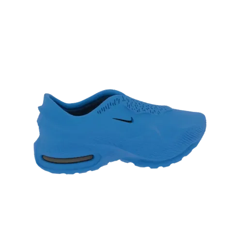 A 3D model of a blue Nike Air Max sneaker, viewed from the side against a white background.