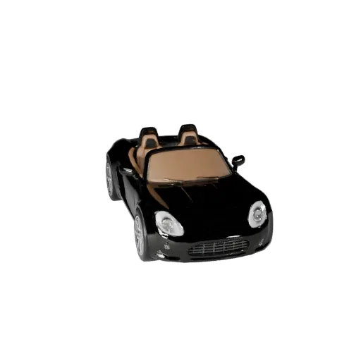 Modello 3D STL Roadster Stampabile, vista isometrica, asset veicolare pronto per la stampa con linee della carrozzeria, vetra