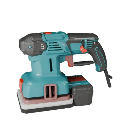 Cordless Sander Realistic 3D model, three-quarter studio render, showing molded plastic, ergonomic handles.