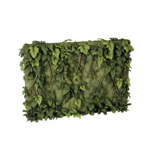 Modelo 3D Parede de Cipó da Selva Unreal Engine, vista de viewport de cima para baixo, mostrando aglomerados de folhas, aglom