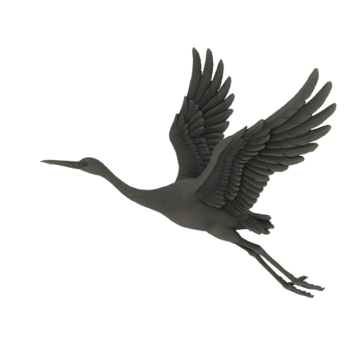 Elegant Crane in Flight 3D Model
