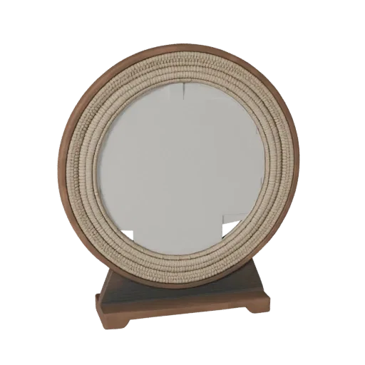 Boho Mirror 3D model, living room, three-quarter front view, Unreal Engine viewport, ceramic detail.