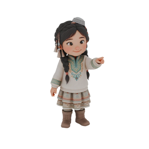 Young Girl in Traditional Attire 3D Model