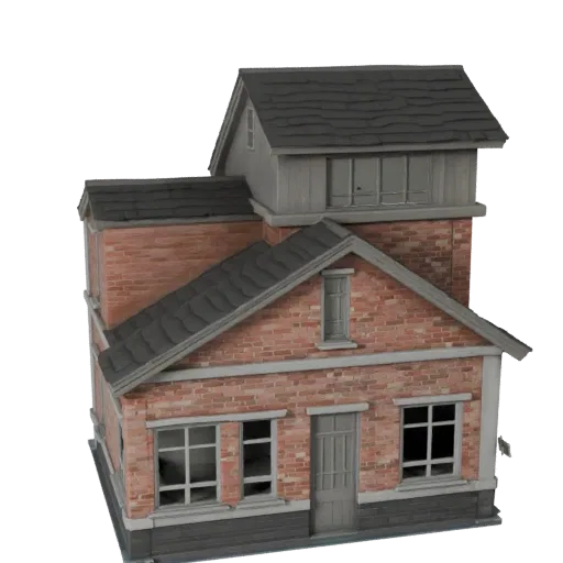 Modelo 3D de Casa Fazenda pronto para Blender, vista de renderização em estúdio Blender, mostrando materiais de edifício resi