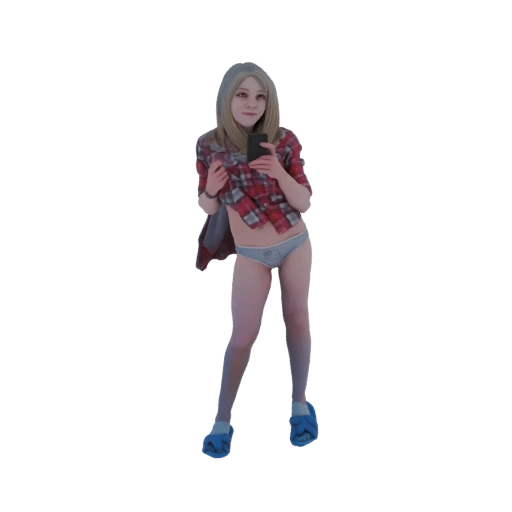 Young Woman in Hoodie and Underwear