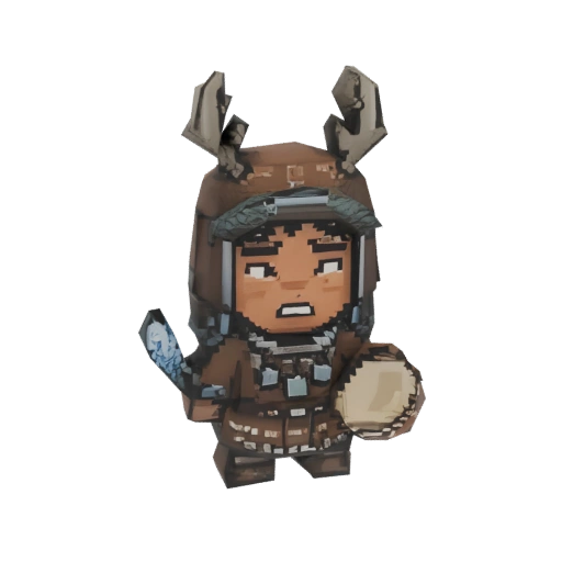 Tribal Warrior with Antlers and Drum 3D Model