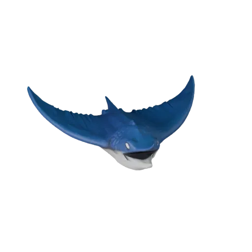 Modelo STL Stingray High Poly, vista de exibição isométrica, figura animal pronta para impressão com resposta de pele subaquá