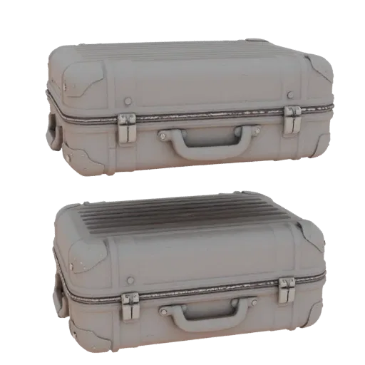 Sealed Travel Suitcase Printable 3D model, isometric STL render, showing plastic, usable openings.