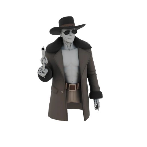 Cyberpunk Cowboy with Revolver 3D Model