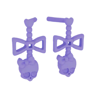 Purple Skull Bow Earrings 3D Model