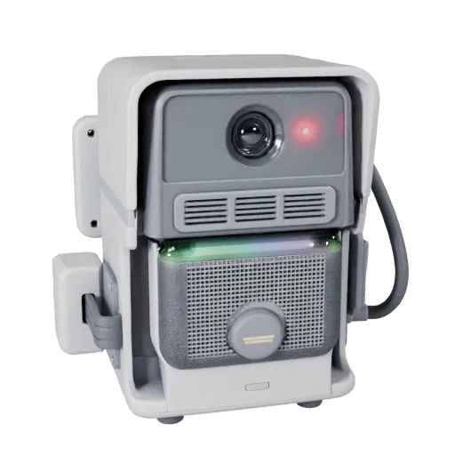 Security Video Doorbell Stylized 3D model, stylized isometric render, showing white plastic, compact device geometry.