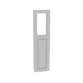 3D-Render eines modernen, minimalistischen geometrischen Türrahmens mit rechteckiger Öffnung und vertieftem Paneel.