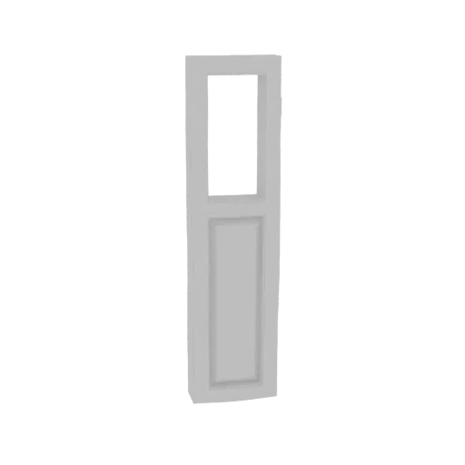 A 3D render of a modern, minimalist geometric door frame with a rectangular opening and a recessed panel.