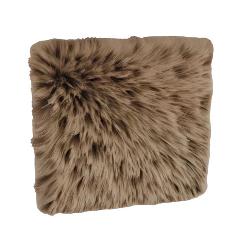 3D model of rectangle with cat fur texture, realistic, brown