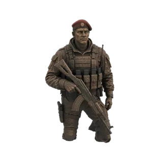 Bronze Soldier with AK-47 Rifle