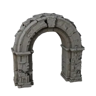 High Poly Ruined Stone Archway 3D for VFX Close-Ups