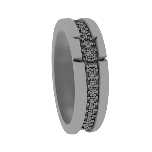 Diamond Stacking Cocktail Ring 3D model, three-quarter studio product render, diamond setting.