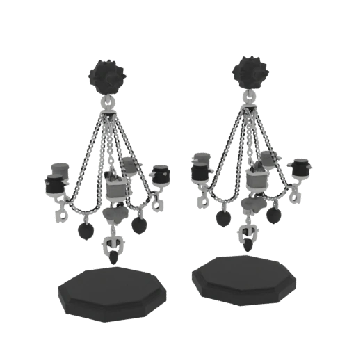 Chandelier Stud Earrings 3D Asset for Display Cases