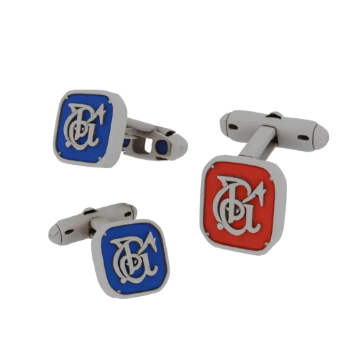 Monogram Style Cufflink collectible detail 3D model, close-up hero shot, highlighting cufflink form and finish detail.
