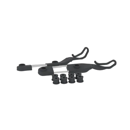 3D model of a pair of adjustable bicycle rack mounts with rubber stoppers