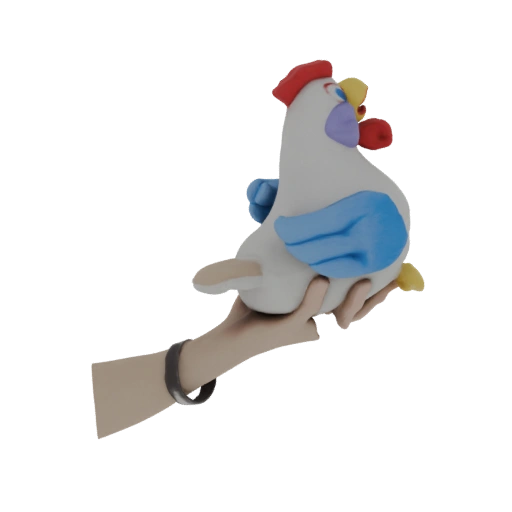 Cartoon Chicken on Hand 3D Model
