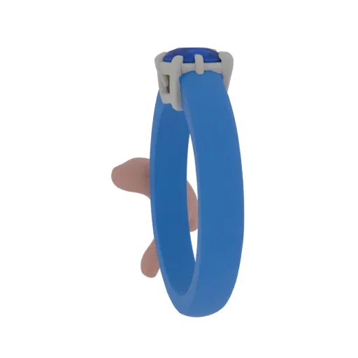 Saphirring Render-Detail 3D-Modell, perspektivisches Studio-Rendering, das Ringform und Detailgenauigkeit hervorhebt.