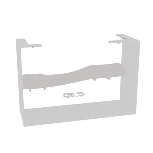 A 3D model of a minimalist white bedside table with a single drawer, shown against a black background.