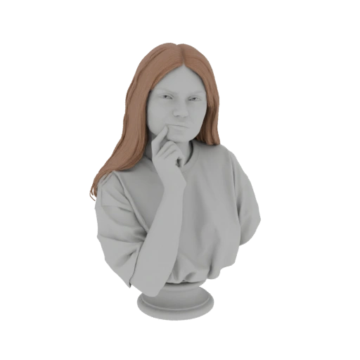 Pensive Woman Bust with Flowing Hair