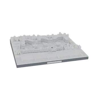 Modern Architectural Model with Winding Facade and Greenery