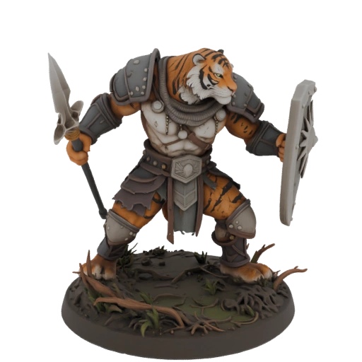 Tiger Warrior with Glaive and Shield