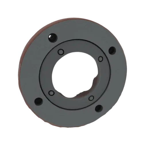3D model of a circular industrial flange seal with bolt holes and a textured outer edge.