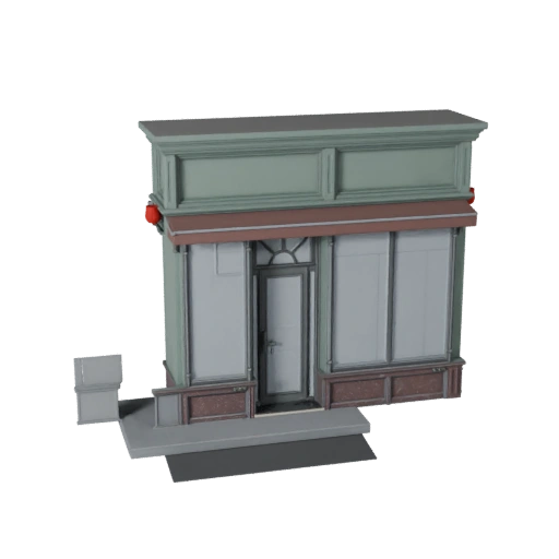 Modelo 3D de Fachada de Tienda de Alto Poligonaje para Visualización Arquitectónica