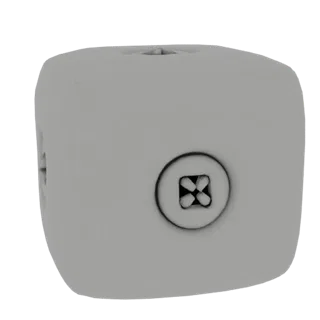 Gray Cube with Circular Recess and Cross Pattern