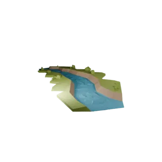 Low Poly Marsh Creek Bend 3D Water Features for Game Levels