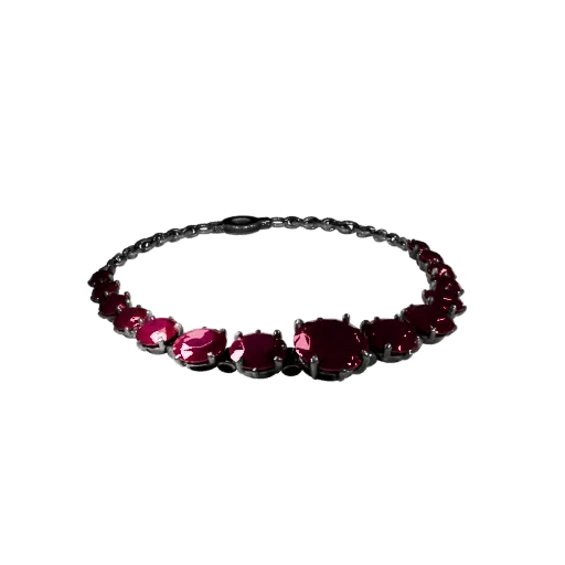Ruby Necklace game ready 3D model, turntable hero render, showing necklace proportion and finish under studio key light.