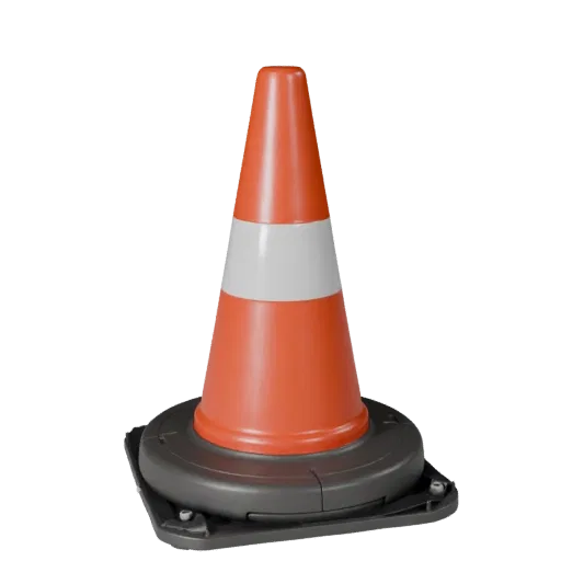 Emergency Safety Cone 3D model, side profile view, technical viewport render, showing plastic shells, form detail.