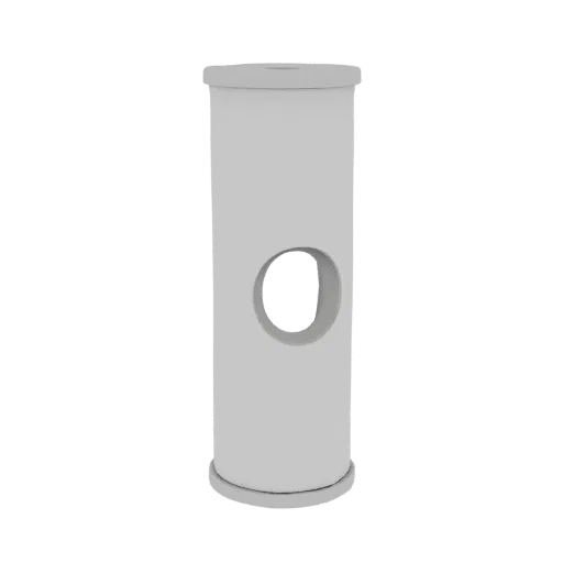 3D model of a gray cylindrical container with a round hole in the middle, on a white background