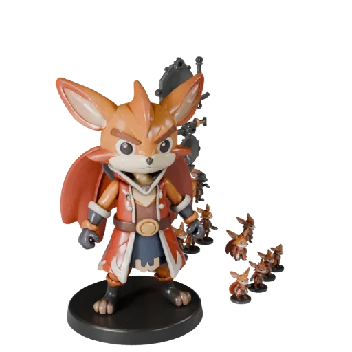 Adventure Animal Figurine modular kit 3D model preview showing pose, top-down kitbash view