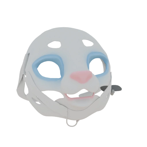 White Rabbit Mask with Blue Accents