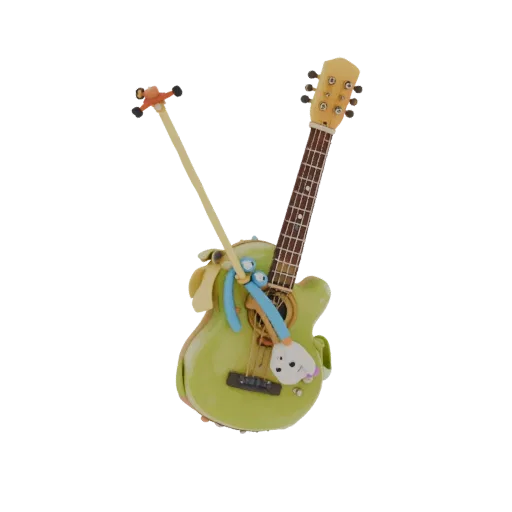 3D model of Marceline's green guitar from Adventure Time with characters, front view