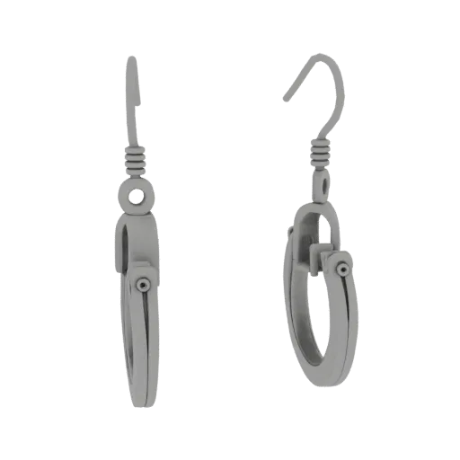 Gold Hoop Drop Earrings 3D model, three-quarter front view, AR viewer studio render, gold finish.