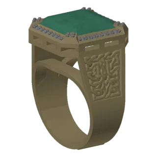 Octagonal Emerald Ring with Ornate Band