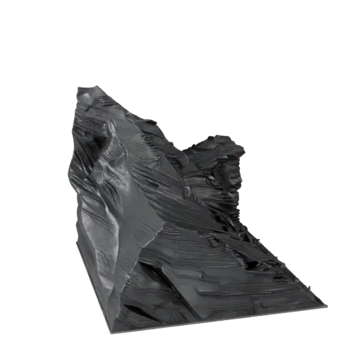 Mountain Scree Slope Unreal Engine 3D model, top-down viewport view, showing stratified stone, rock faces.