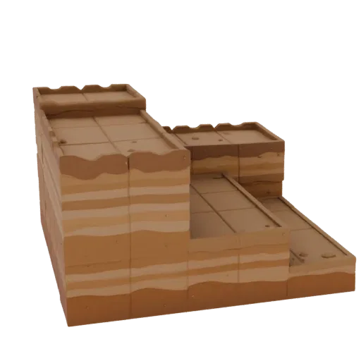 Swamp Mud Trail Printable 3D model, isometric tabletop STL render, showing layered soil, mud shelves.