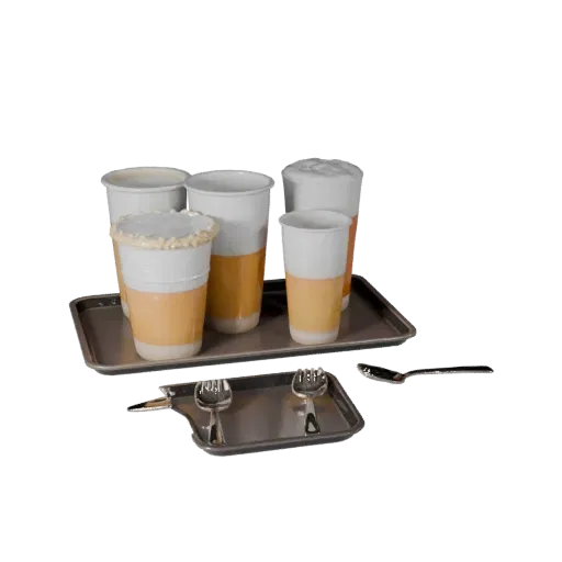 Cafe Tea Service 3D model, three-quarter front view, Unity viewport, showing ceramic, arranged serving layout.