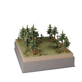 Stylized Forest Encounter Diorama 3D for Game Levels