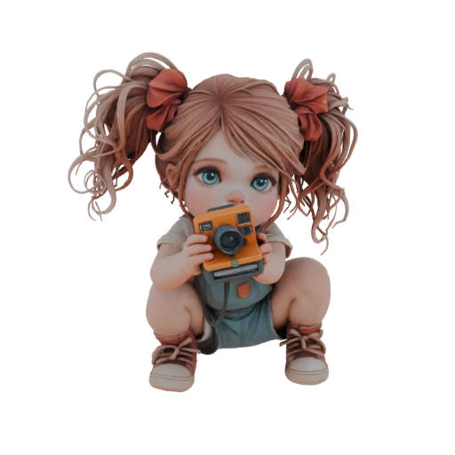 Little Photographer Girl 3D Model