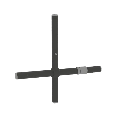 3D model of a pole mount, consisting of a central hub and three diverging arms, in gray.