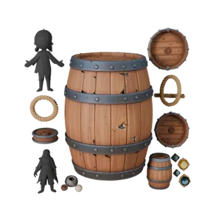 Modular Pirate Barrel 3D Layered Asset for Builders
